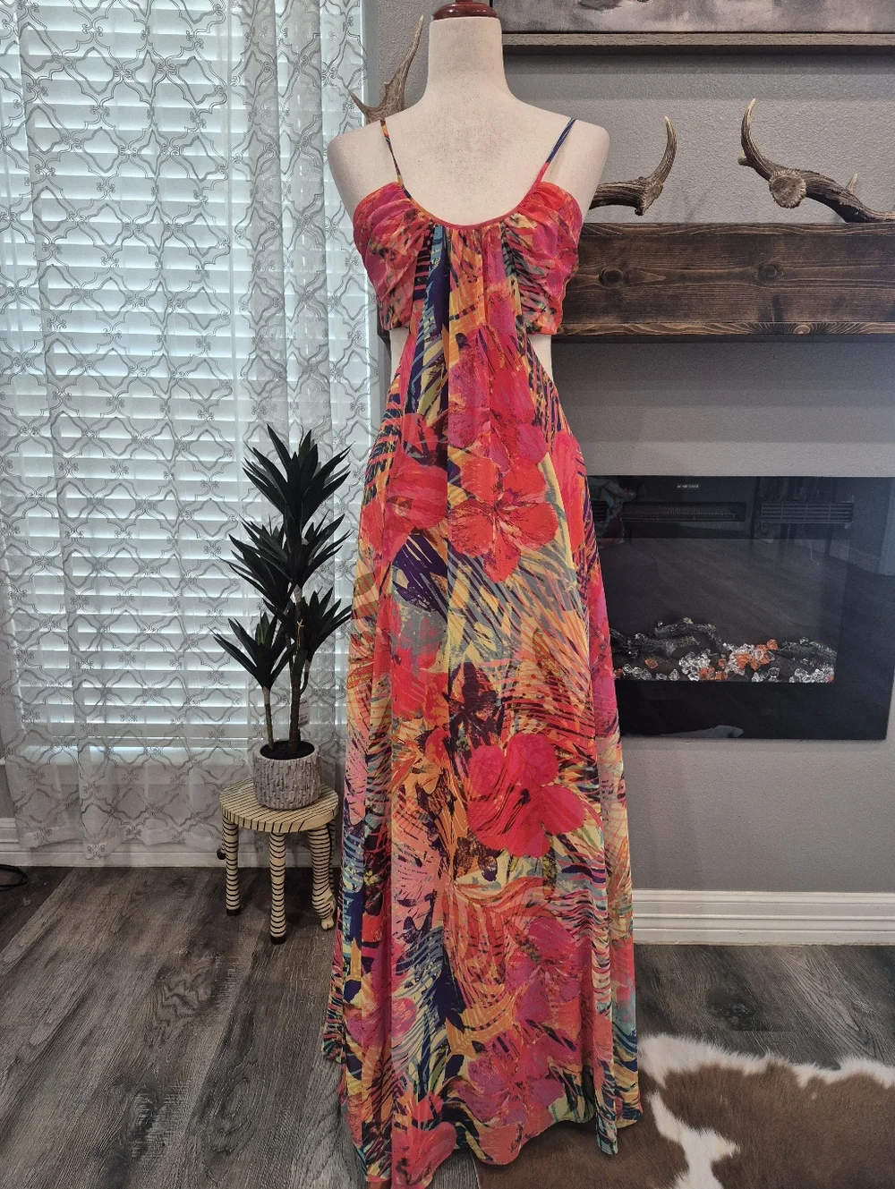 Marciano Tropical Maxi Dress Size Small - Picture 2 of 6